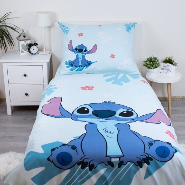 Niebieska bawełniana pościel dziecięca jednoosobowa 140x200 cm Lilo and Stitch "Blue"  – Jerry Fabrics-image-1