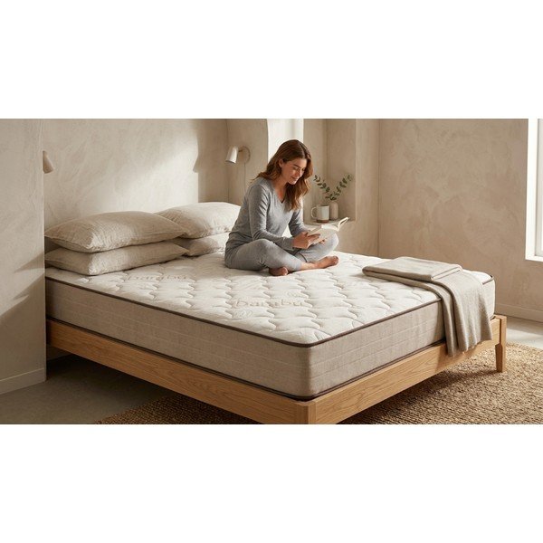 Średnio twardy/ekstra twardy piankowy materac dwustronny 200x200 cm Bamboo Eco Fresh – Moonia-image-1