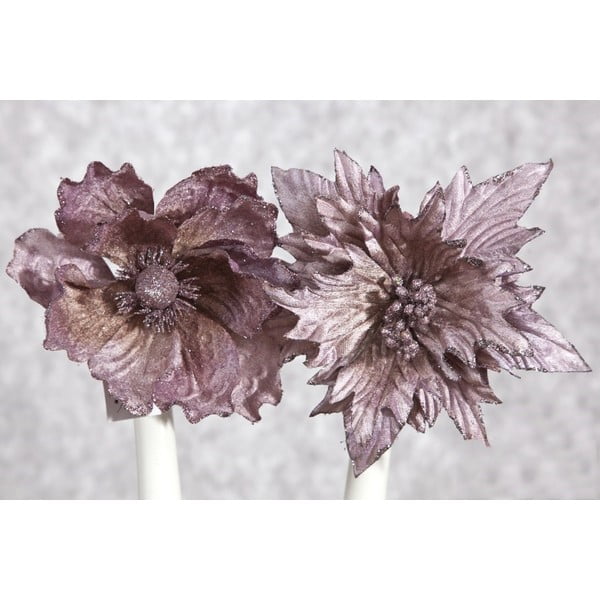 Zestaw 2 świątecznych fioletowych kwiatów DecoKing Vera