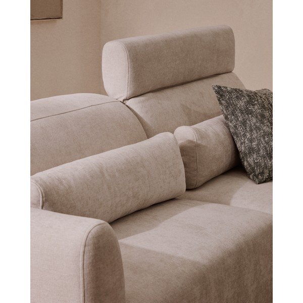 Beżowa częściowo rozkładana/rozkładana sofa z tkaniny szenilowej z szezlongiem 290 cm Lares – Kave Home-image-1
