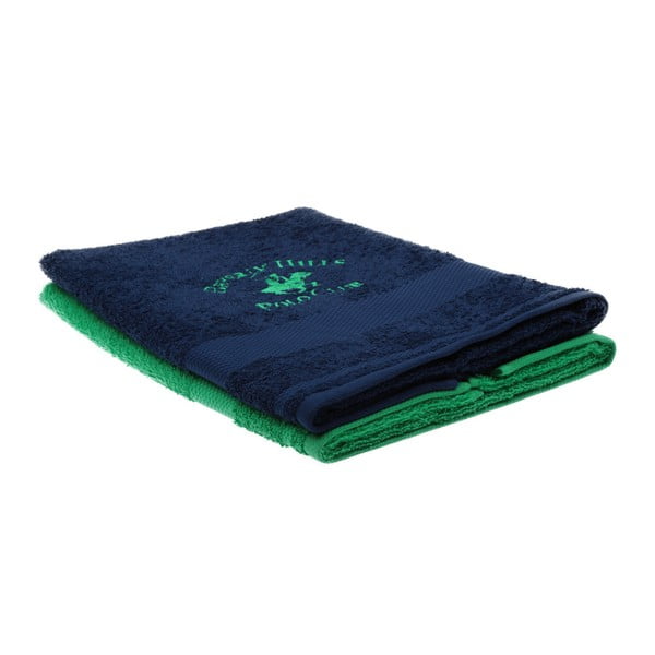 Zestaw granatowego i zielonego ręcznika Beverly Hills Polo Club Tommy Orj, 50x100 cm