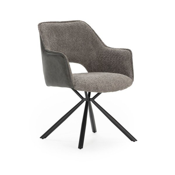 Szare tapicerowane fotele jadalniane zestaw z podłokietnikami 2 szt. Mariel – Marckeric