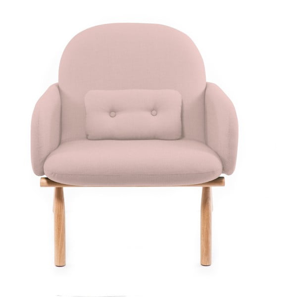 Różowy fotel z nogami z drewna dębowego HARTÔ Georges