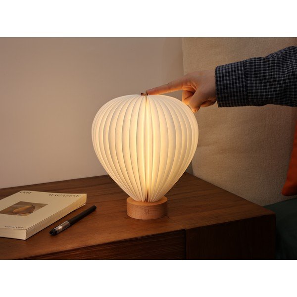 Biała lampa stołowa LED ze ściemniaczem i papierowym kloszem (wysokość 20 cm) Aeris – Gingko-image-4