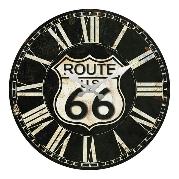 Szklany zegar Route 66, 34 cm
