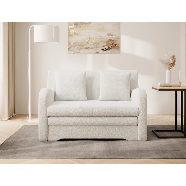 Biała rozkładana/ze schowkiem sofa z materiału bouclé 130 cm Ario – ELTAP-image-1