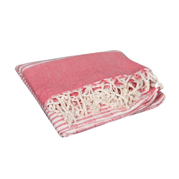 Czerwony ręcznik hammam Yummy Red, 90x190 cm