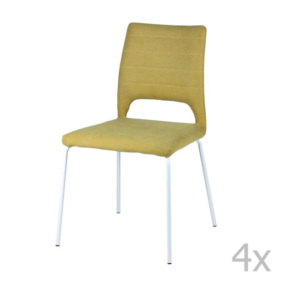Zestaw 4 żółtych krzeseł do jadalni sømcasa Lena