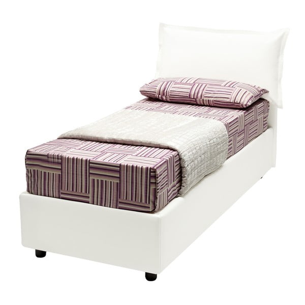Białe łóżko jednoosobowe tapicerowane skórą ekologiczną 13Casa Rose, 90 x 190 cm