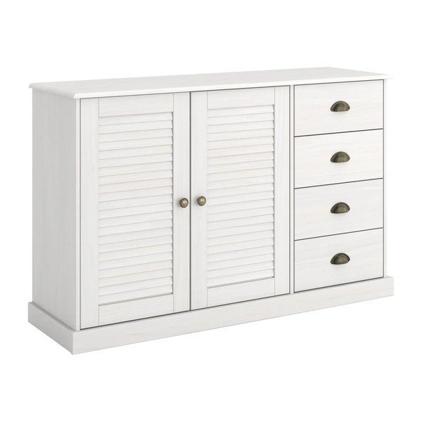 Biała komoda z litego drewna sosnowego 125x80x38 cm Edith – Støraa-image-4