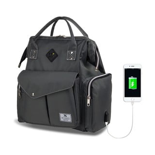 Antracytowy plecak dla mam z USB My Valice HAPPY MOM Baby Care Backpack