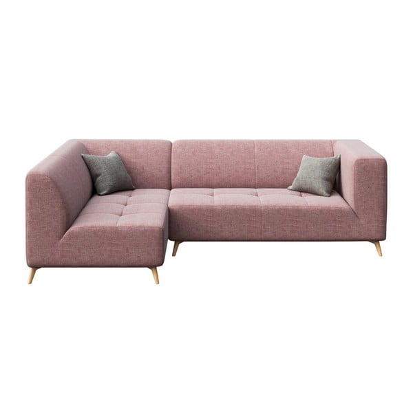 Różowa sofa z szezlongiem po lewej stronie MESONICA Toro