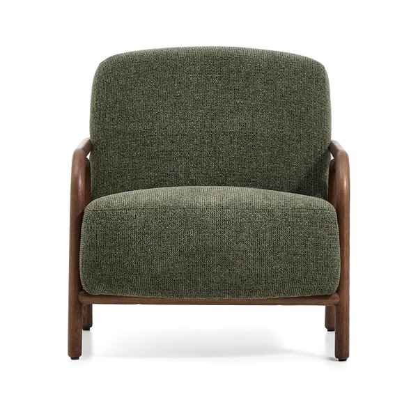 Ciemnozielony fotel z tkaniny szenilowej Sylo – Kave Home-image-2