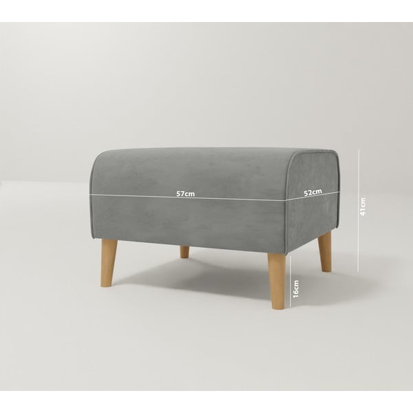 Jasnoszary aksamitny podnóżek Carole – Ropez-image-3