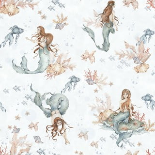 Tapeta dla dzieci 100x280 cm Mermaids in Waves – Dekornik