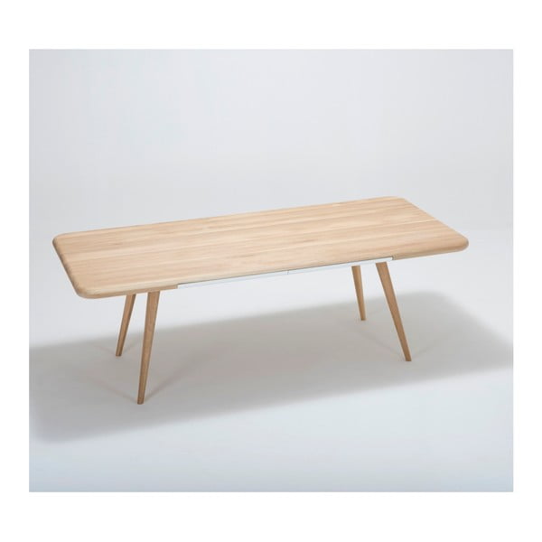 Stół z konstrukcją z litego drewna dębowego z szufladą Gazzda Ena, 220x100 cm