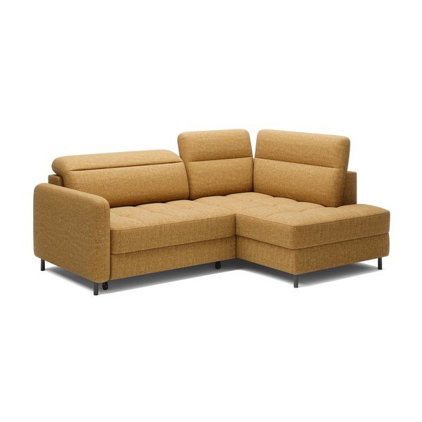 Żółty aksamitny rozkładany/ze schowkiem narożnik (prawostronny/w kształcie litery L) Barea – ELTAP-image-2