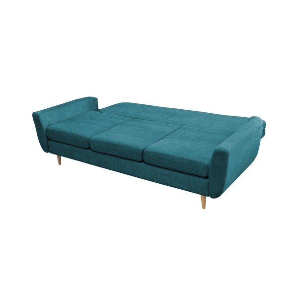 Turkusowa sofa rozkładana z jasnymi nogami Mazzini Sofas Rose-image-4