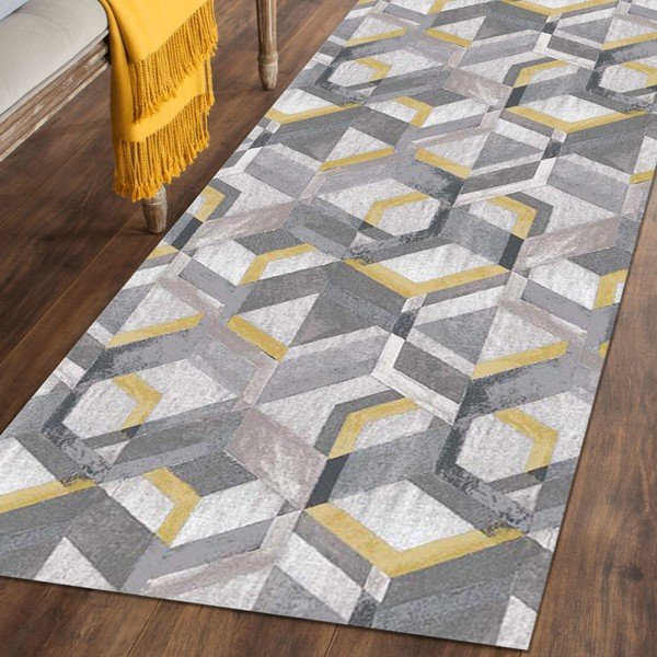 Żółto-szary chodnik Floorita Retro, 60x190 cm-image-1