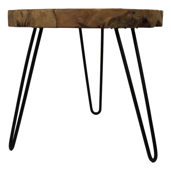 Stolik z blatem z drewna tekowego HSM Collection Helen, ⌀ 55 cm-image-1