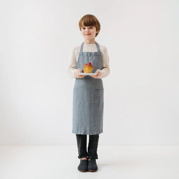 Dziecięcy niebieski lniany fartuch Linen Tales Regular, 67x57 cm-image-1