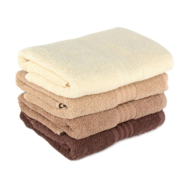 Zestaw 4 brązowych bawełnianych ręczników Foutastic Home, 50x90 cm-image-1