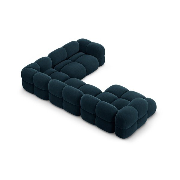 Ciemnoniebieski aksamitny narożnik (prawostronny/w kształcie litery U) Loretto – Cosmopolitan Design-image-3