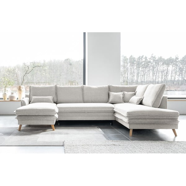 Beżowy rozkładany narożnik (prawostronny/w kształcie litery U) Charming Charlie – Miuform-image-1