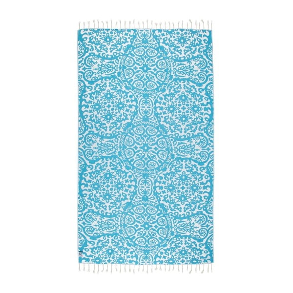 Turkusowy ręcznik hammam Kate Louise Camelia, 165x100 cm