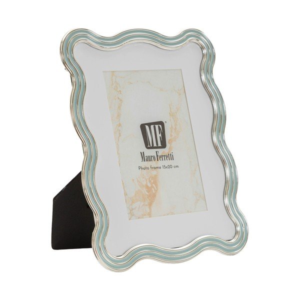 Jasnoniebieska/w kolorze srebra metalowa/szklana ramka stojąca 17,5x22,5 cm Elizabeth – Mauro Ferretti