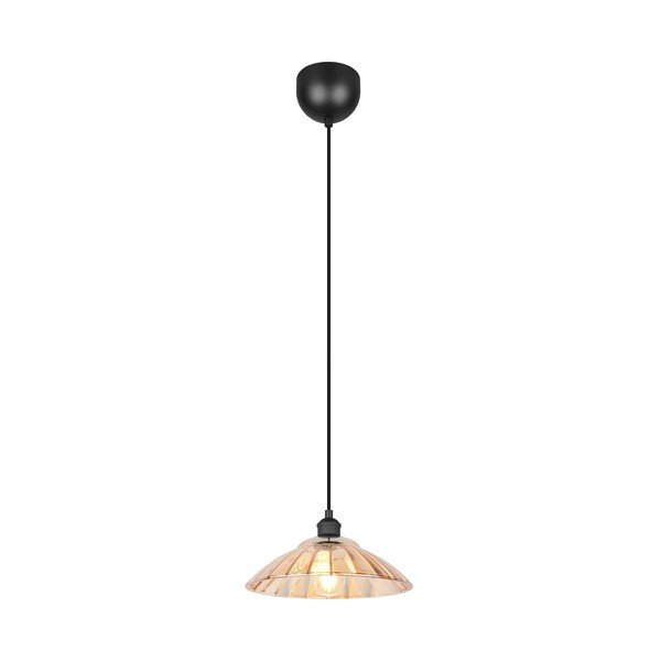 Czarna/w bursztynowym kolorze metalowa lampa wisząca ze szklanym kloszem ø 29,5 cm Eluna – Reality-image-3