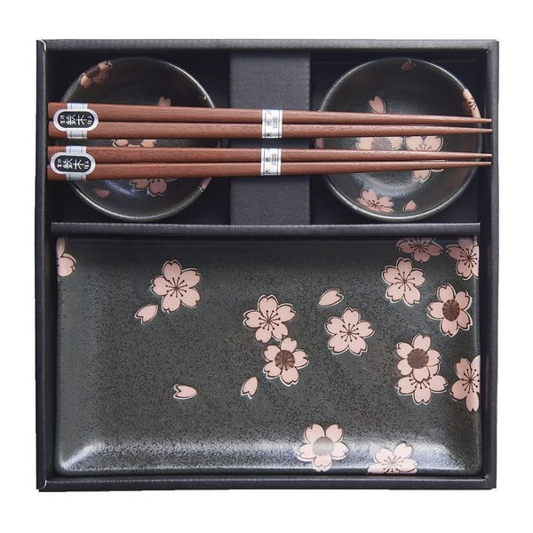 6-częściowy komplet szarych naczyń ceramicznych do sushi MIJ Sakura
