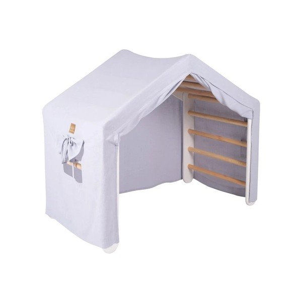 Jasnoniebiesko-naturalna drabinka pikler z litego drewna sosnowego 112x61x94 cm Montessori – Meowbaby-image-3