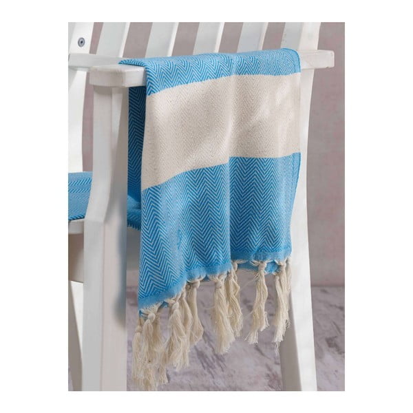 Niebieski ręcznik Hammam Baliksirti , 100x180 cm