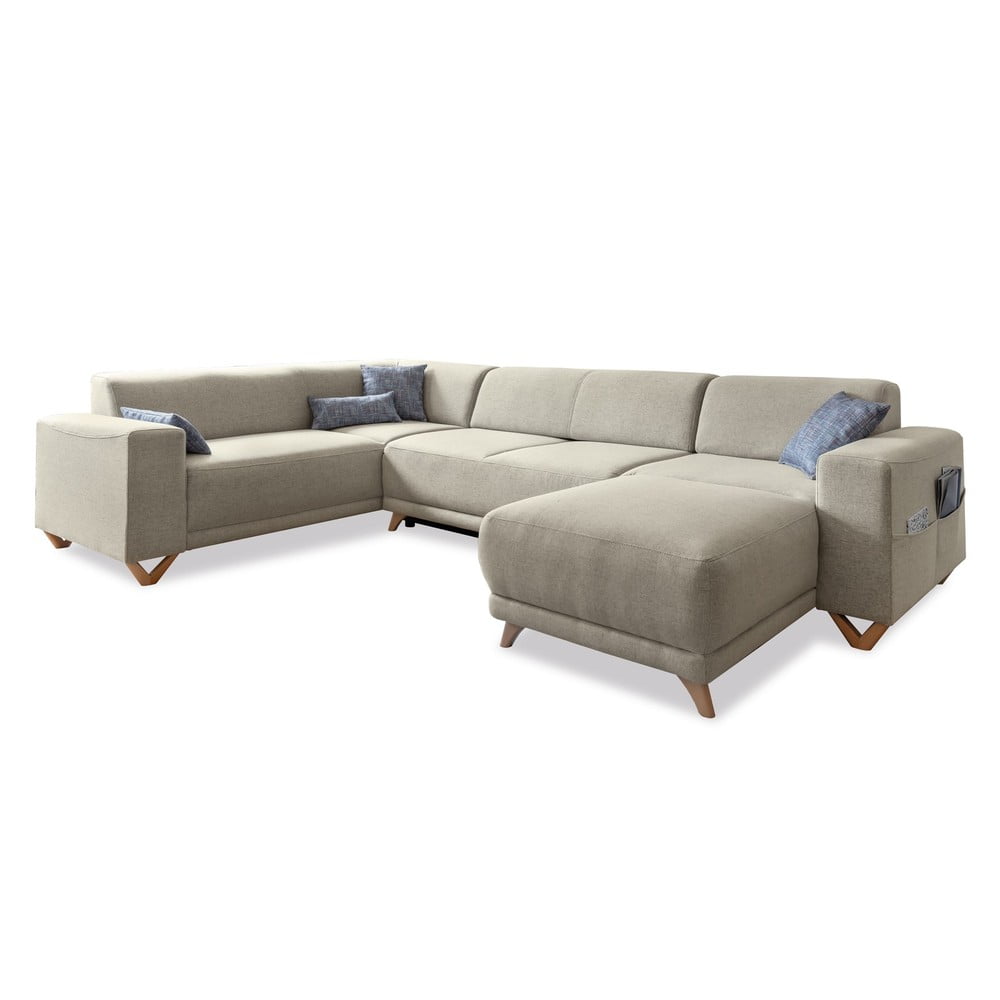 Beżowy rozkładany/ze schowkiem narożnik (lewostronny/w kształcie litery U) Classy Sophie – Miuform