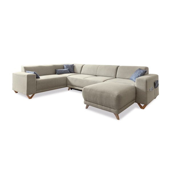 Beżowy rozkładany/ze schowkiem narożnik (lewostronny/w kształcie litery U) Classy Sophie – Miuform