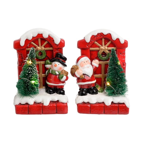 Zestaw 2 świątecznych dekoracji ceramicznych InArt Santa Snowman