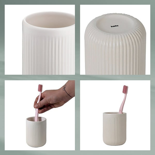 Biały ceramiczny kubek na szczoteczki do zębów Kela Adele-image-3