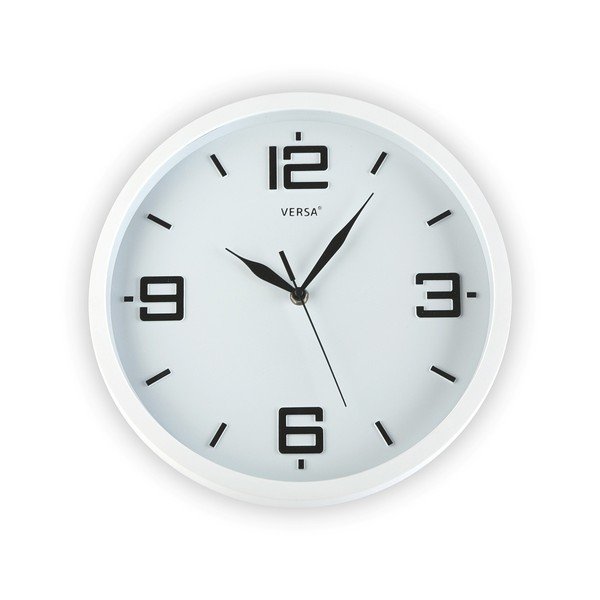 Czarno-biały zegar Versa Basic Wall Clock, 30 cm