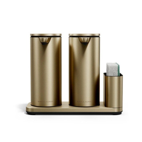 Automatyczny metalowy stojak na akcesoria do mycia naczyń w kolorze matowego złota – simplehuman-image-4