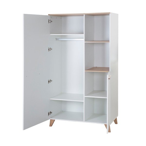 Biała szafa dziecięca w dekorze dębu 52x180x180 cm Léon – Roba-image-4