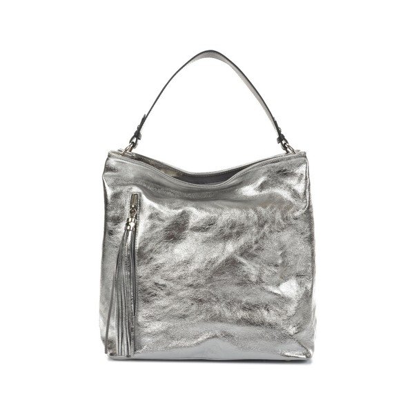 Torebka skórzana w srebrnej barwie Mangotti Bags Studo