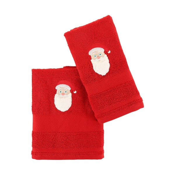 Zestaw 2 czerwonych ręczników ze świątecznym motywem Santa Christmas