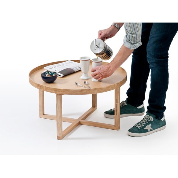 Okrągły stolik z drewna dębowego Wireworks Round, Ø 66 cm-image-1