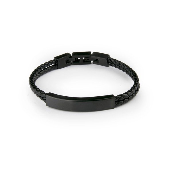 Męska czarna bransoletka z prawdziwej skóry Monomen Double Braid