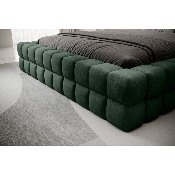 Ciemnozielone tapicerowane łóżko dwuosobowe ze schowkiem ze stelażem 140x200 cm Dizzle – ELTAP-image-4