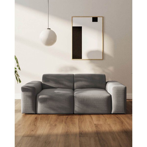 Szara sztruksowa sofa 205 cm Fluvio – MESONICA-image-3
