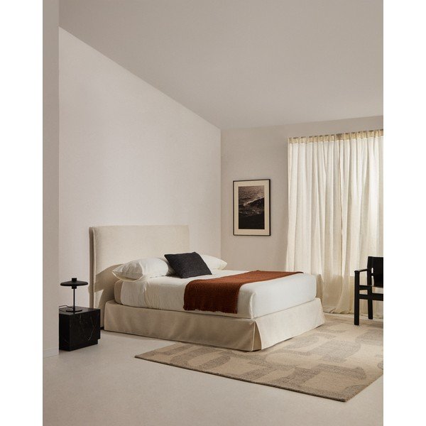 Białe tapicerowane łóżko dwuosobowe 180x200 cm Jaira – Kave Home-image-1