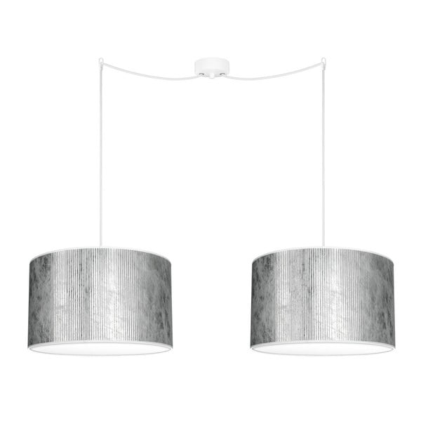 Podwójna lampa wisząca w kolorze srebra z białym kablem Bulb Attack Tres