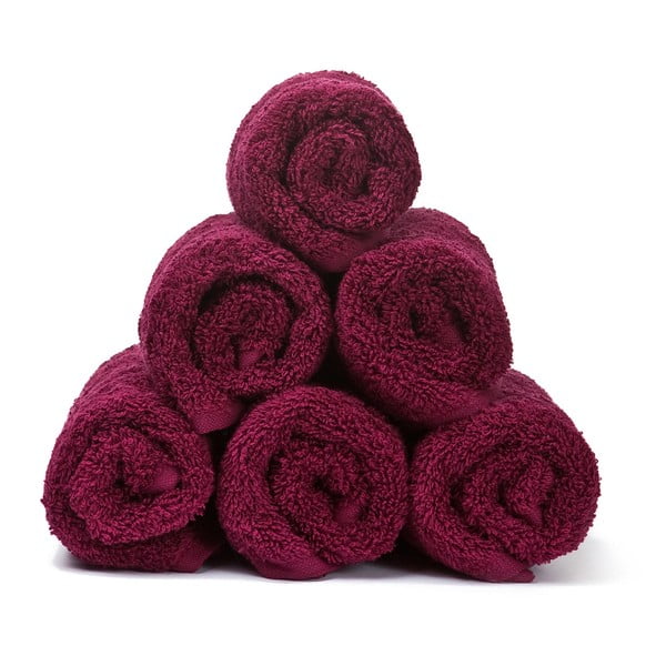 Zestaw 6 bordowych ręczników bawełnianych Casa Di Bassi Guest, 30x50 cm